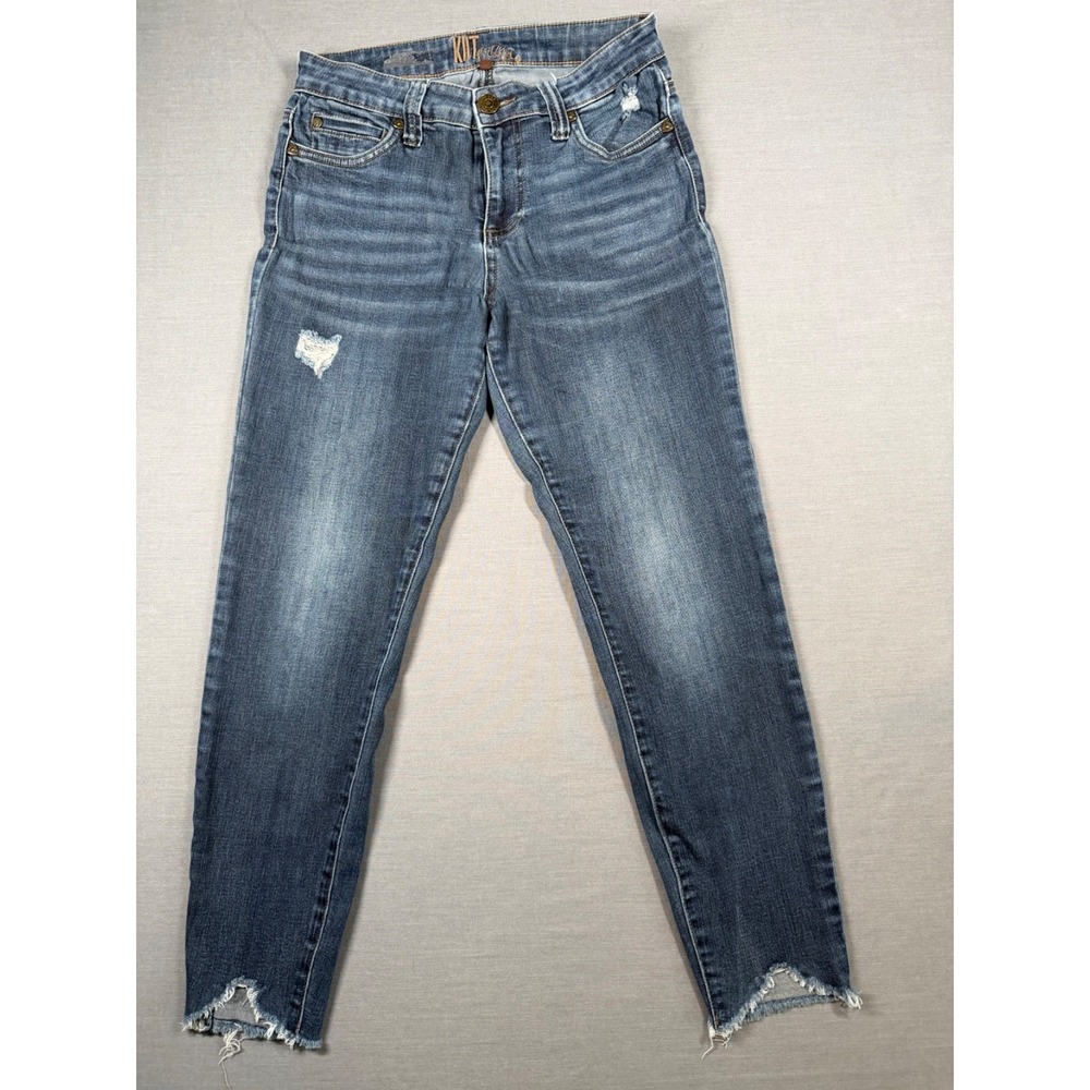 Kut From The Kloth Jeans Donna Skinny Ankle Step Fray Hem Denim Size 4 Boho Arts